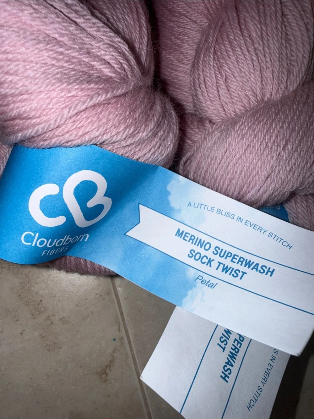 Cloudborn Fibers Merino Superwash Sock Twist Yarn - Petal Pink